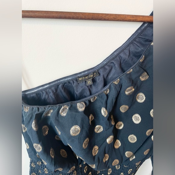 Navy and Gold Off-the-Shoulder Dress - Picture 3 of 3